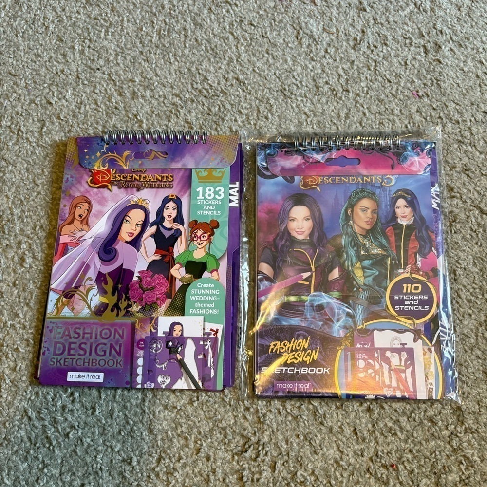Disney Descendants & Descendants 3 Fashion Design Sketchbook Bundle Set NEW